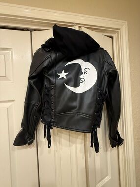 Killstar Vegan leather cropped hooded jacket